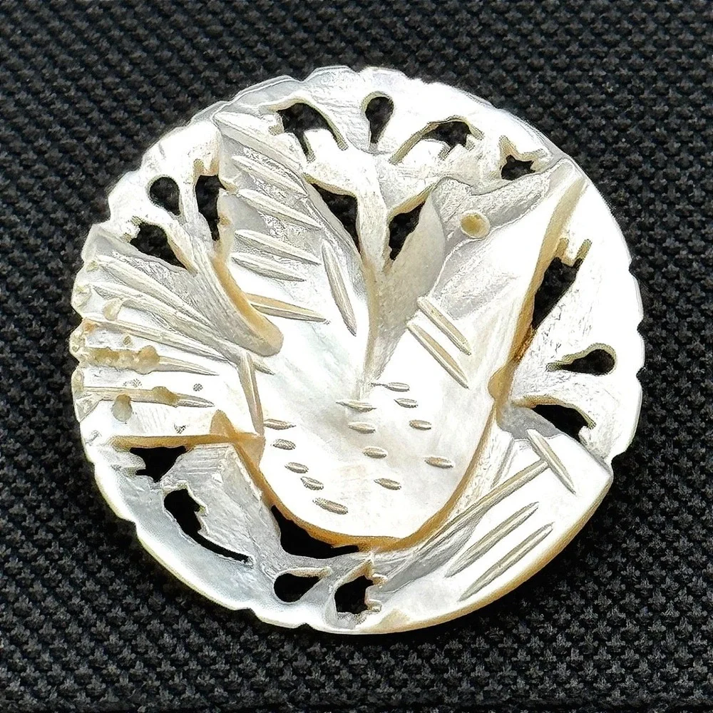Vintage Bethlehem Hand Carved Mother of Pearl Bird Dove Brooch Pin